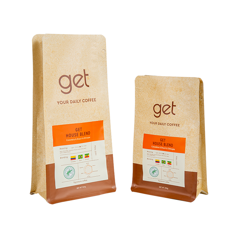 Koffiezak met achtzijdige afdichting van 250 g - 1 kg Koffiezak met achtzijdige afdichting van 250 g - 1 kg